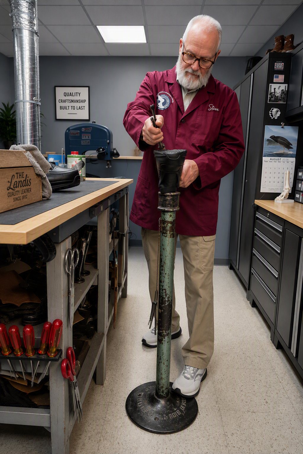 The on-site workshop where shoes are modified